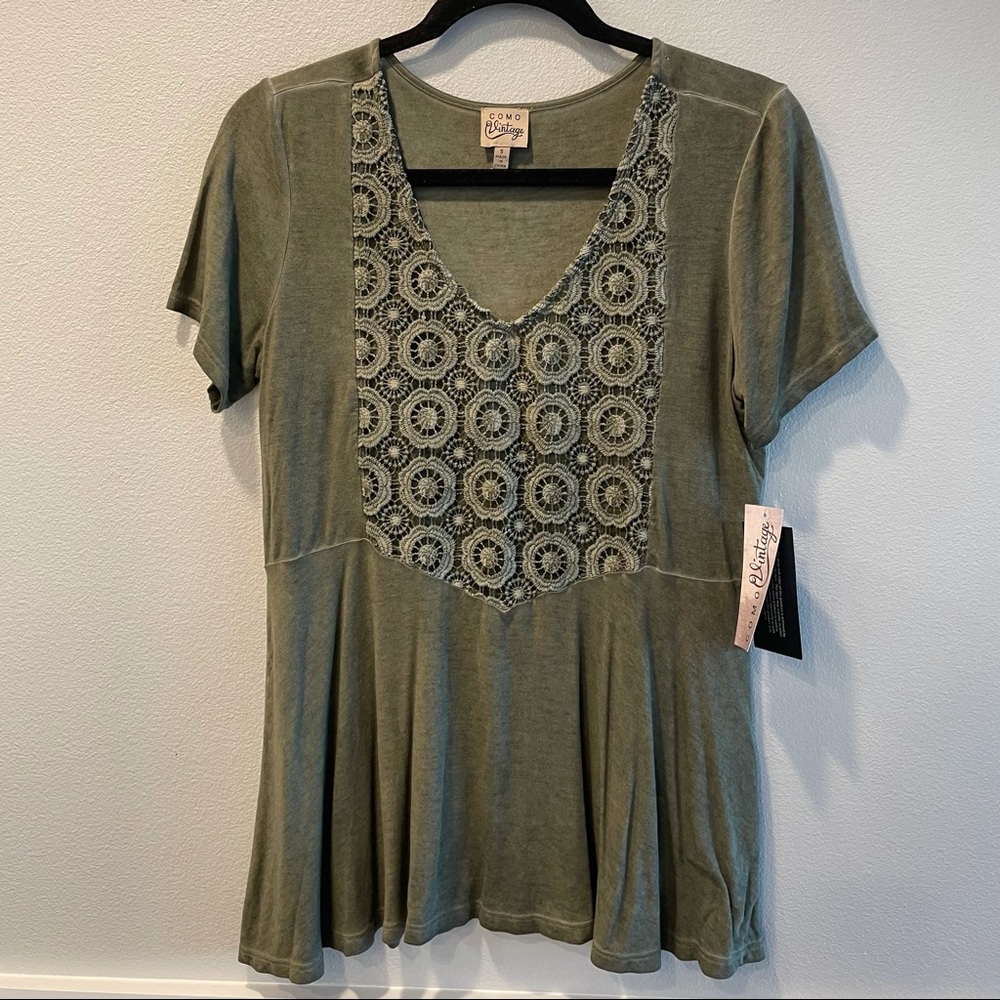 Como Vintage Lace Bodice Top (S) - NWT